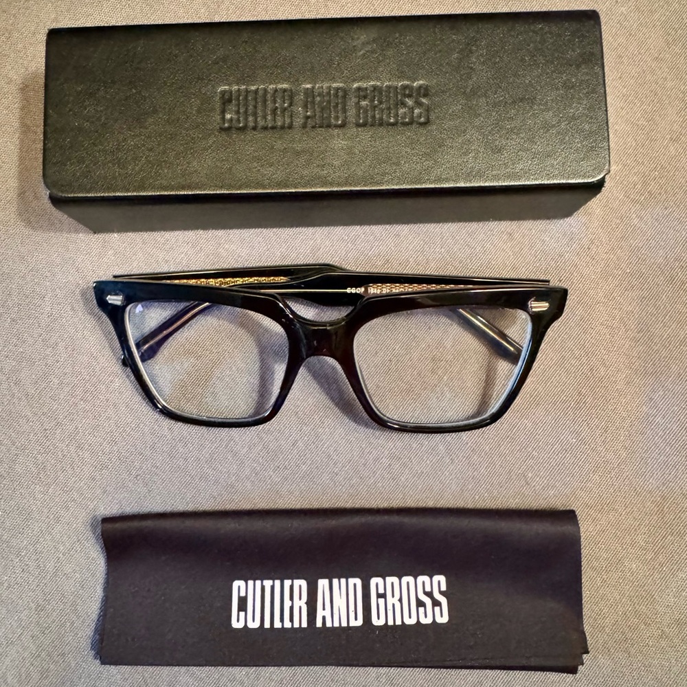 Cutler and Gross Black Eyeglasses - worn twice - like new!